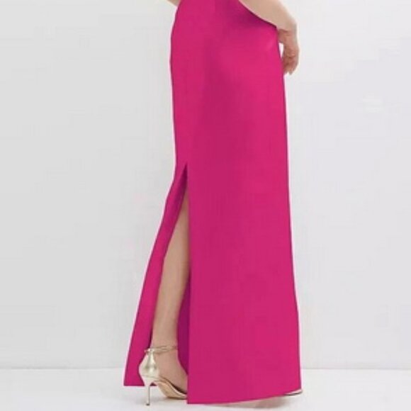 Alfred Sung Think Pink Flower One-Shoulder Column Gown D850 - Picture 6 of 6